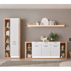Wohnen Weiße Möbel|Wohnwände*Wohnzimmerschränke und Wandboard Set - Adejano (dreiteilig)