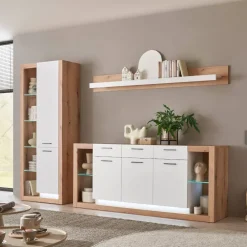 Wohnen Weiße Möbel|Wohnwände*Wohnzimmerschränke und Wandboard Set - Adejano (dreiteilig)