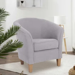 Wohnen Wohnzimmersessel aus Velours Silbergrau - Bekunion