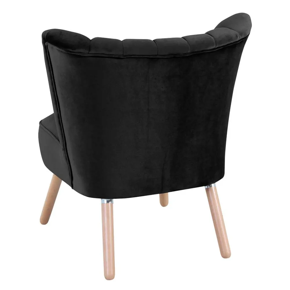Wohnen Sessel & Hocker|Retro Möbel*Wohnzimmersessel in Schwarz Samtvelours - Vulias