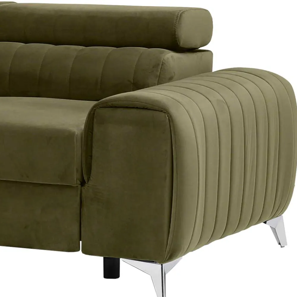 Wohnen Wohnzimmersofa mit Bettfunktion in Oliv Grün - Vultaco