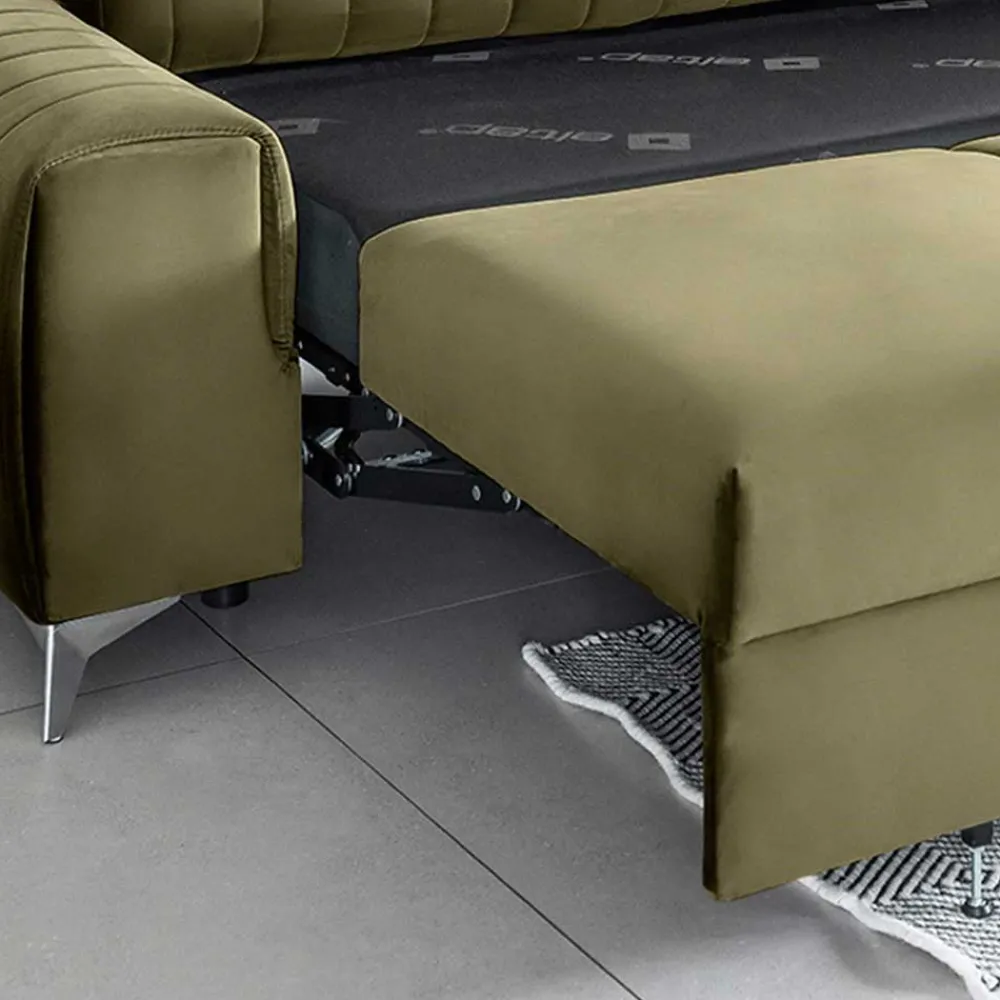 Wohnen Wohnzimmersofa mit Bettfunktion in Oliv Grün - Vultaco