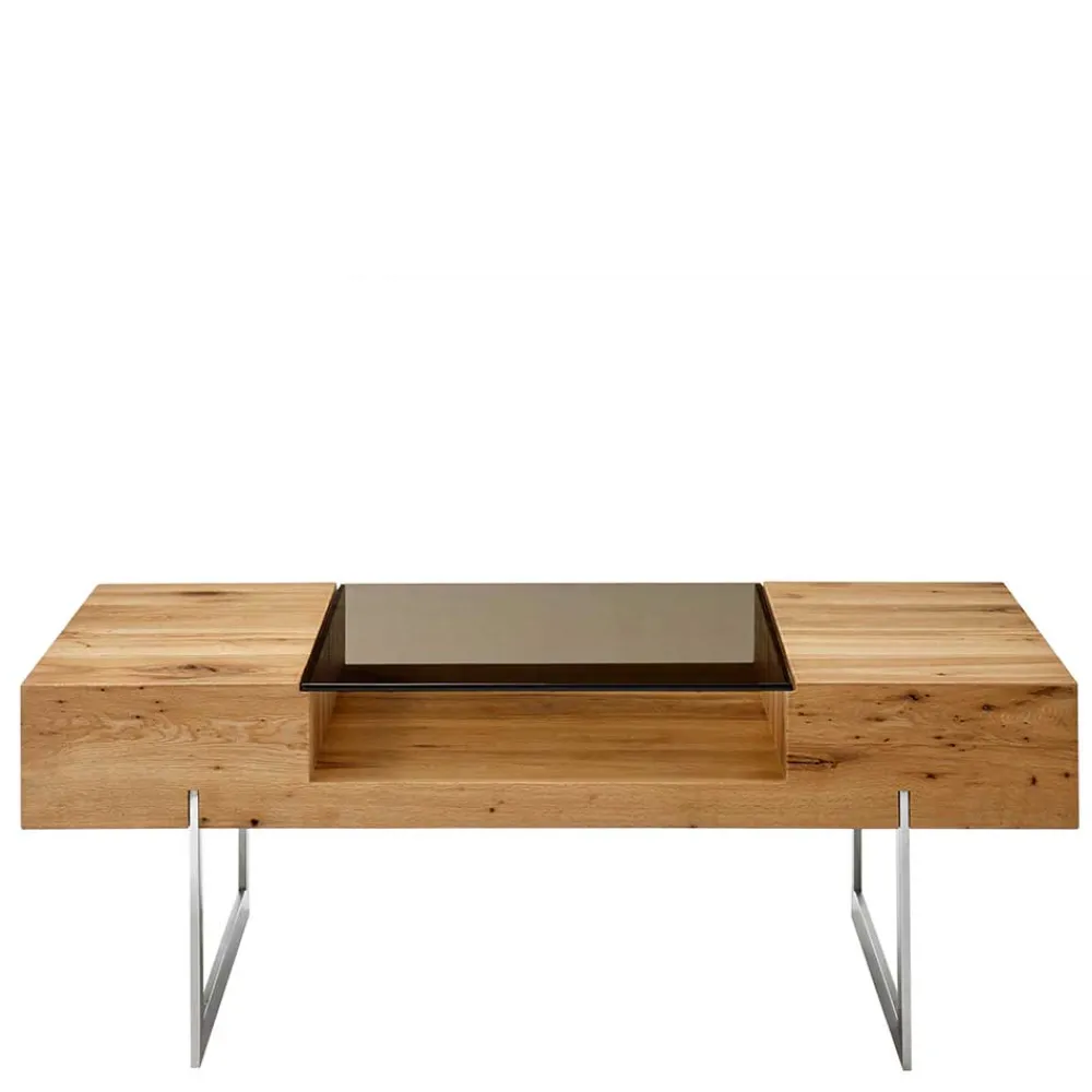 Wohnen Wohnzimmertisch aus Rauchglas und Asteiche Furnier - Valjita