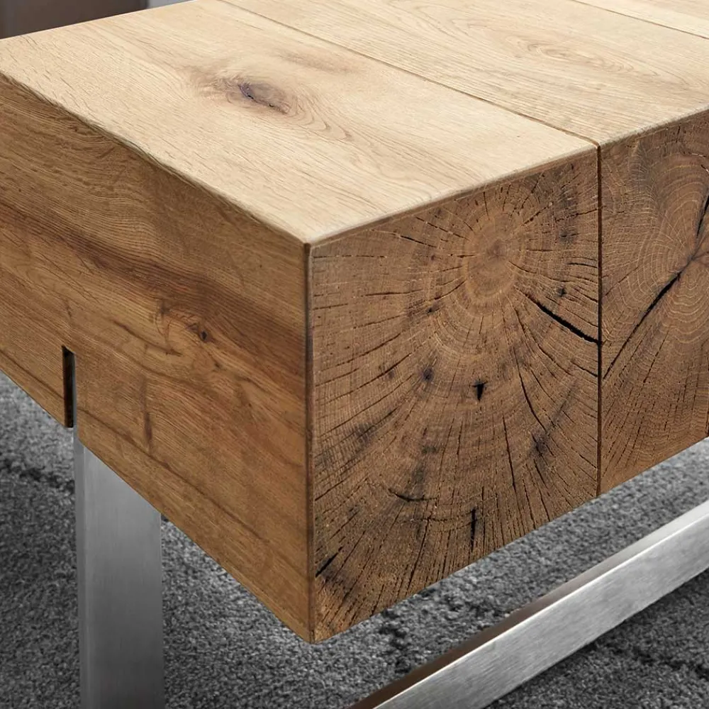 Wohnen Wohnzimmertisch aus Rauchglas und Asteiche Furnier - Valjita