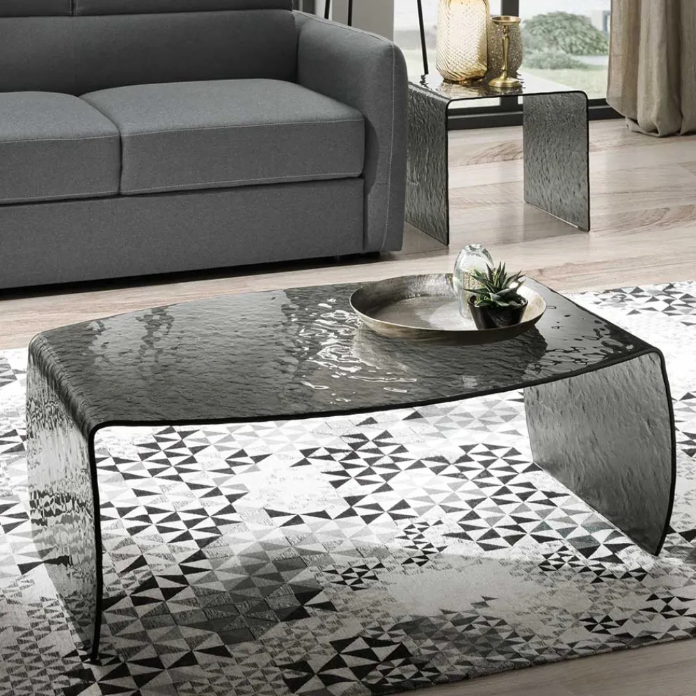 Wohnen Wohnzimmertisch aus Rauchglas mit Struktur - Crimas