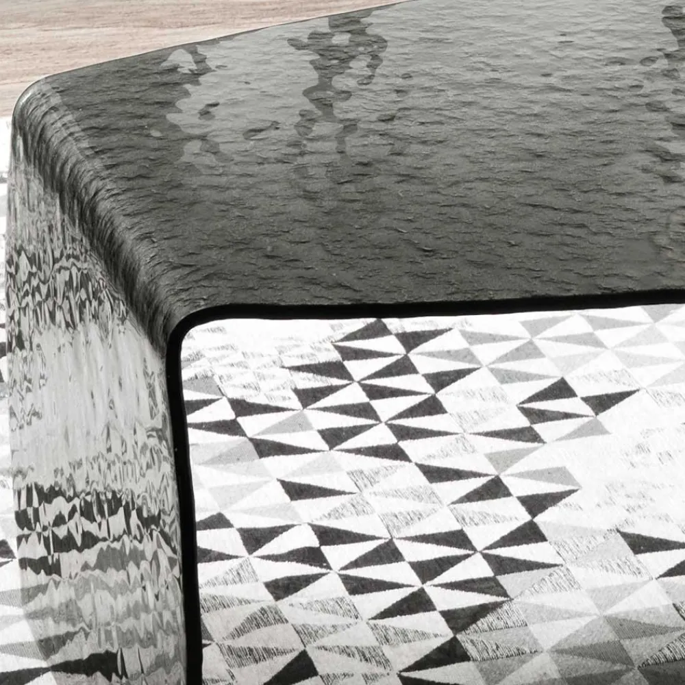 Wohnen Wohnzimmertisch aus Rauchglas mit Struktur - Crimas