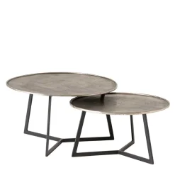 Wohnen Wohnzimmertisch Duo in Schwarz Nickel - Grodasso (zweiteilig)