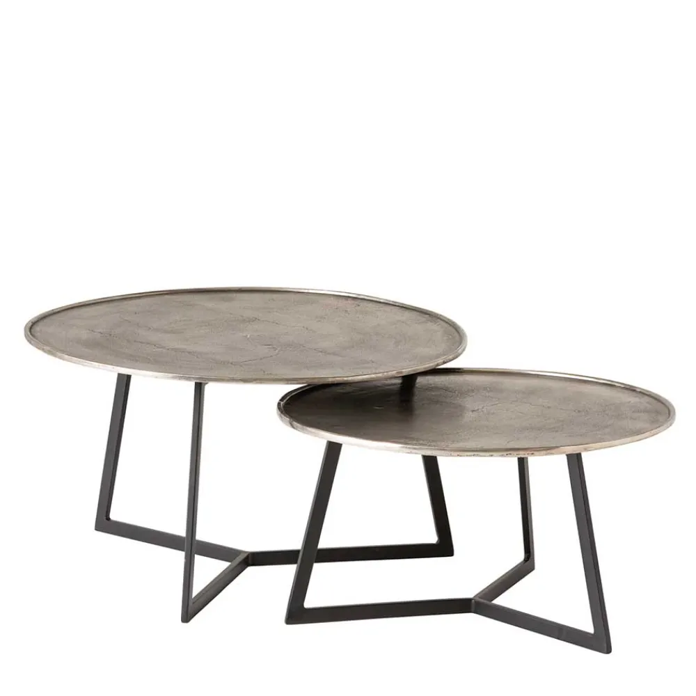 Wohnen Wohnzimmertisch Duo in Schwarz Nickel - Grodasso (zweiteilig)