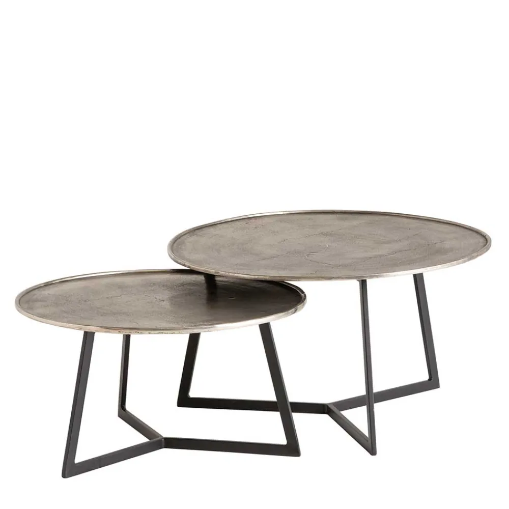 Wohnen Wohnzimmertisch Duo in Schwarz Nickel - Grodasso (zweiteilig)