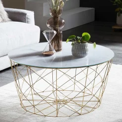 Wohnen Skandinavische Möbel*Wohnzimmertisch in Marmoroptik & Gold - Tocachy