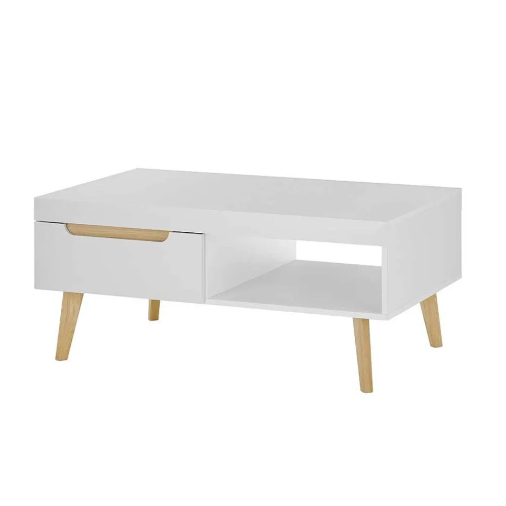 Wohnen Weiße Möbel|Tische*Wohnzimmertisch in Weiß und Eiche - Ginko