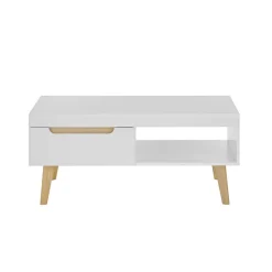 Wohnen Weiße Möbel|Tische*Wohnzimmertisch in Weiß und Eiche - Ginko