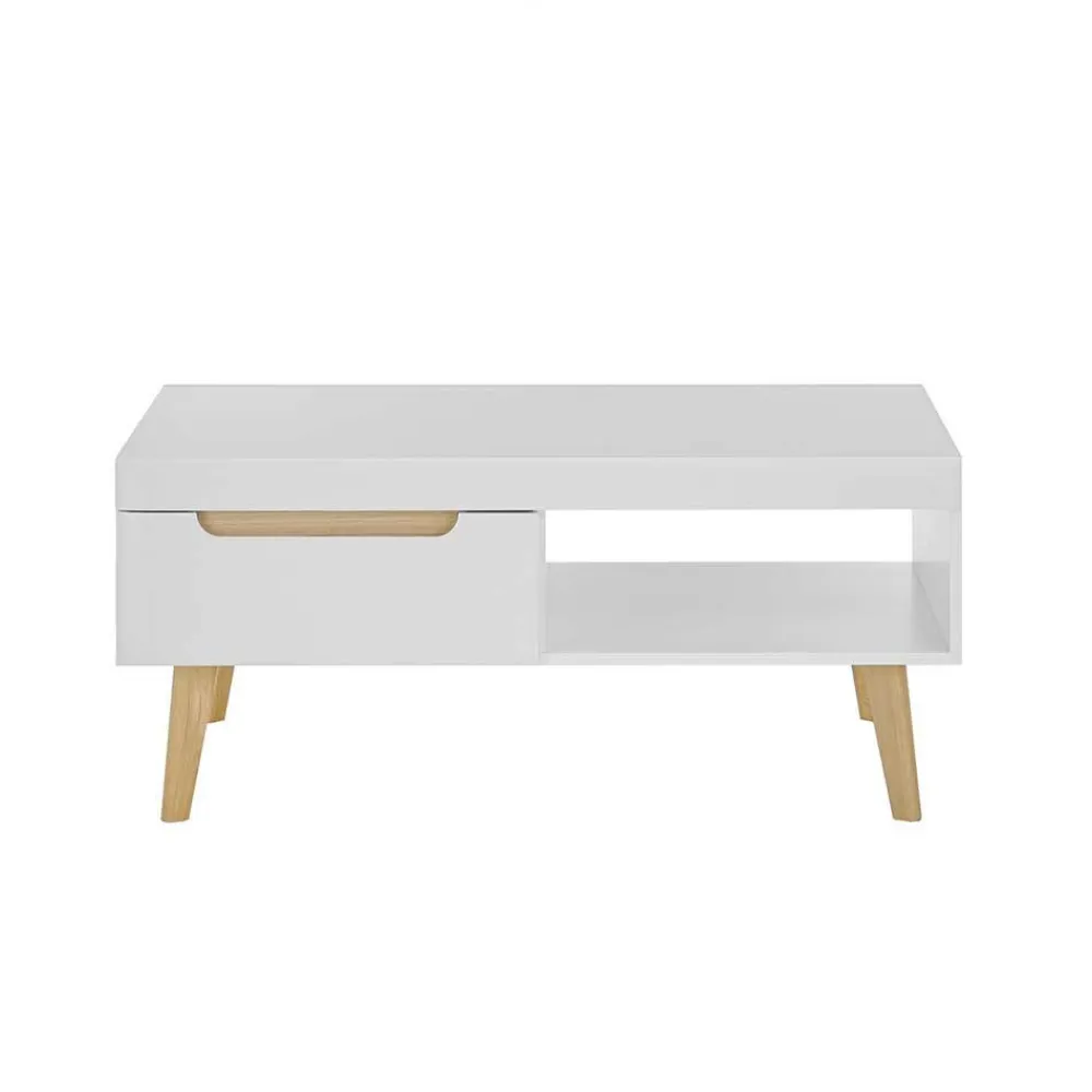 Wohnen Weiße Möbel|Tische*Wohnzimmertisch in Weiß und Eiche - Ginko