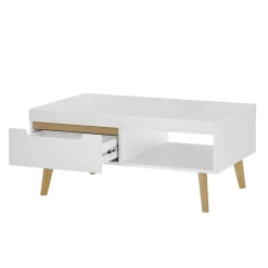 Wohnen Weiße Möbel|Tische*Wohnzimmertisch in Weiß und Eiche - Ginko