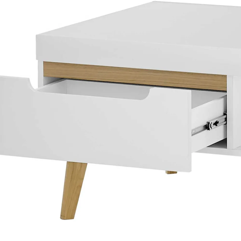 Wohnen Weiße Möbel|Tische*Wohnzimmertisch in Weiß und Eiche - Ginko