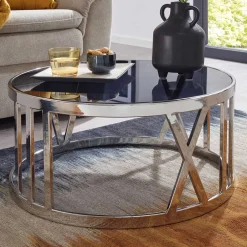 Wohnen Wohnzimmertisch mit Glasplatte in Schwarz getönt - Julado