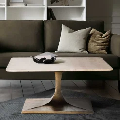 Wohnen Wohnzimmertisch mit hellgrauer Marmorplatte - Cimbaly