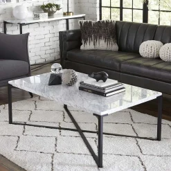 Wohnen Wohnzimmertisch mit Marmorplatte Weiß Grau - Ignacios