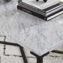 Wohnen Wohnzimmertisch mit Marmorplatte Weiß Grau - Ignacios