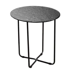 Wohnen Wohnzimmertisch mit runder Strukturglas Platte - Borey