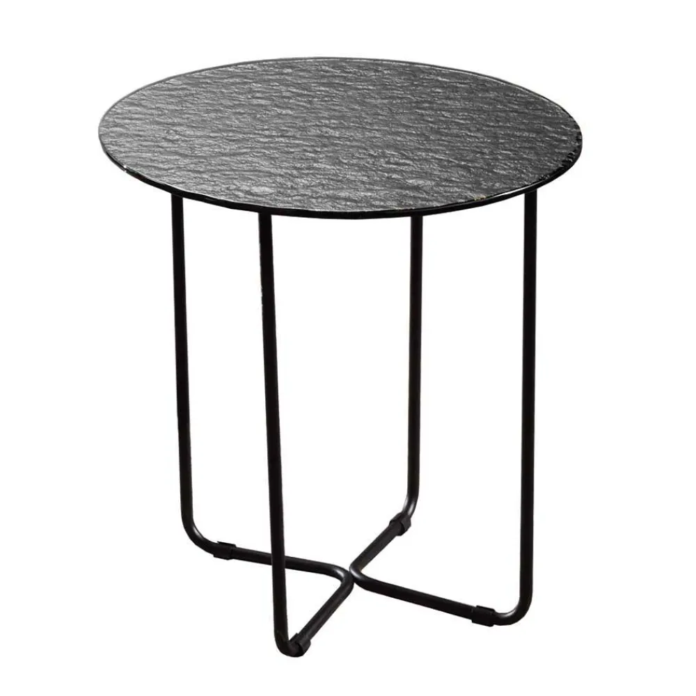 Wohnen Wohnzimmertisch mit runder Strukturglas Platte - Borey