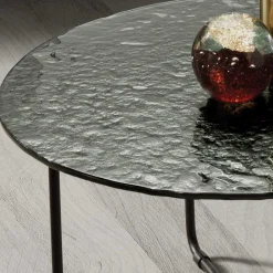 Wohnen Wohnzimmertisch mit runder Strukturglas Platte - Borey