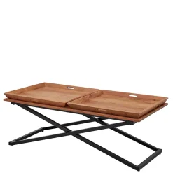 Wohnen Schwarze Möbel|Naturholzmöbel*Wohnzimmertisch mit zwei Tabletts - Mailiona