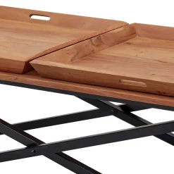 Wohnen Schwarze Möbel|Naturholzmöbel*Wohnzimmertisch mit zwei Tabletts - Mailiona