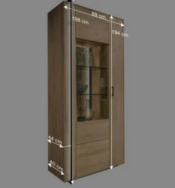 Wohnen Wohnzimmervitrine aus Asteiche Massivholz - Clenza