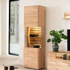 Wohnen Wohnzimmervitrine in Asteiche Hell - Azzurian