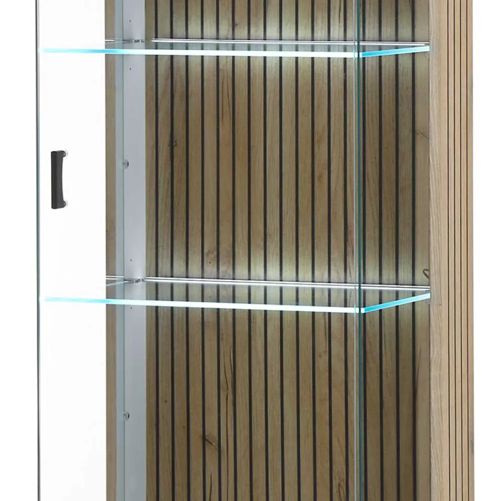 Wohnen Vitrinen|Wohnzimmer-Vitrinen*Wohnzimmer-Vitrine in Weiß und Wildeiche - Nenaloro