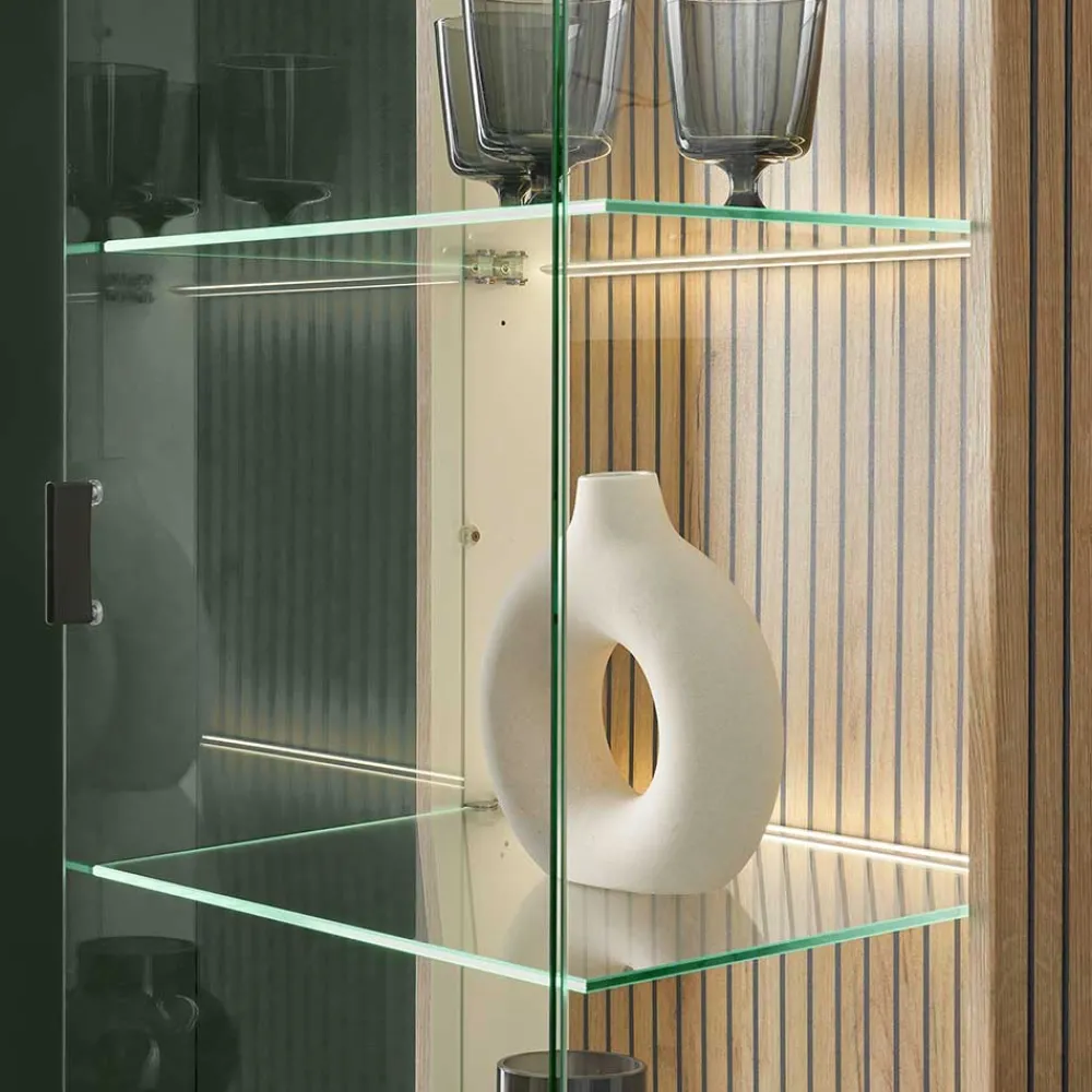 Wohnen Vitrinen|Wohnzimmer-Vitrinen*Wohnzimmer-Vitrine in Weiß und Wildeiche - Nenaloro