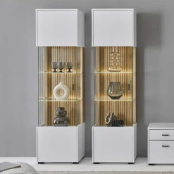 Wohnen Vitrinen|Wohnzimmer-Vitrinen*Wohnzimmer-Vitrine in Weiß und Wildeiche - Nenaloro