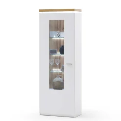 Wohnen Weiße Möbel|Vitrinen*Wohnzimmervitrine in Weiß & Dekor Wildeiche - Caldri
