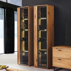 Wohnen Wohnzimmervitrine in Wildeiche & Anthrazit - Flacona