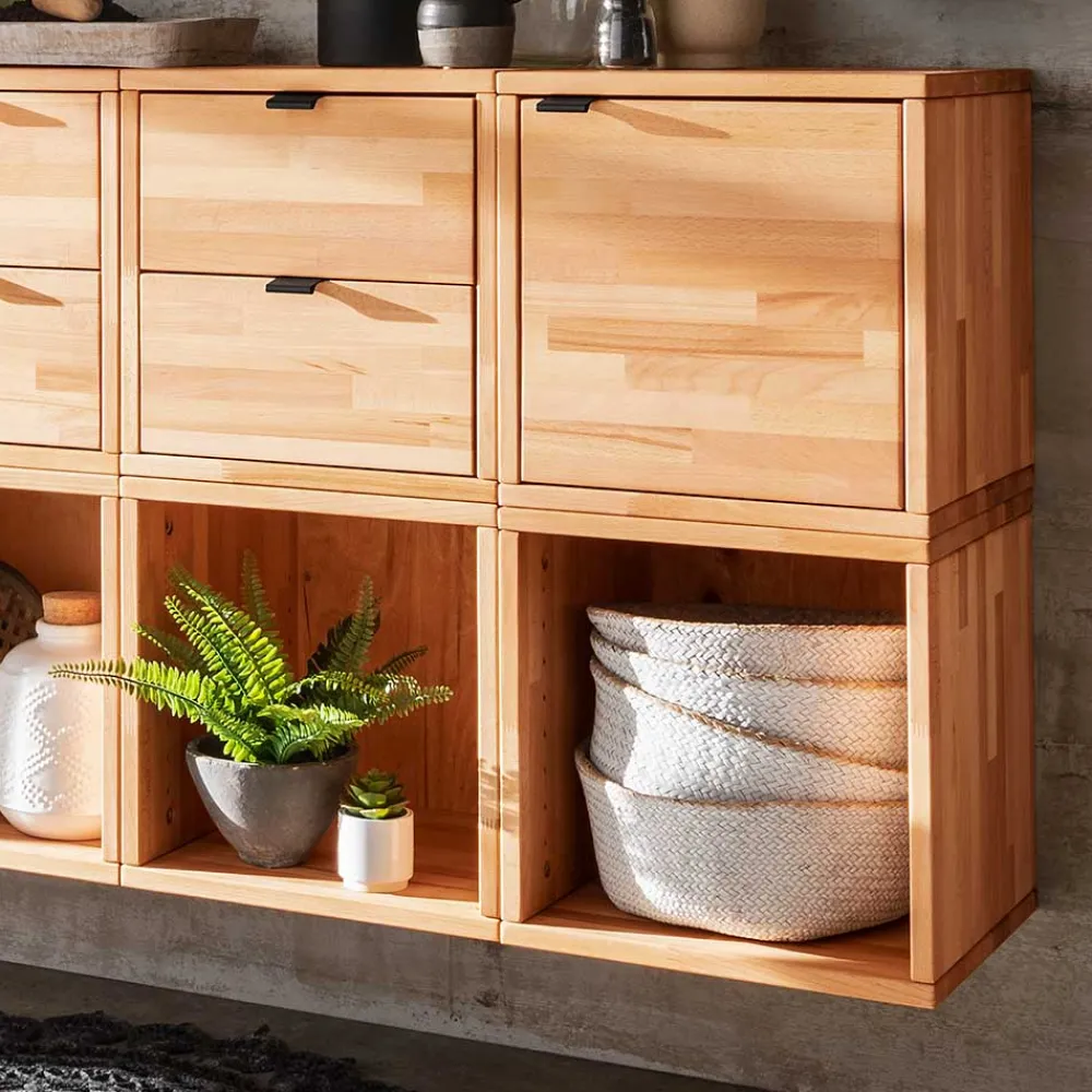 Wohnen Würfel Regal mit Tür aus Kernbuche massiv - Gabela