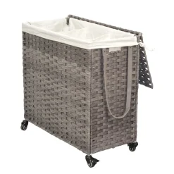 Wohnen Wäschetruhe auf Rollen in Grau Kunstrattan - Henrietta