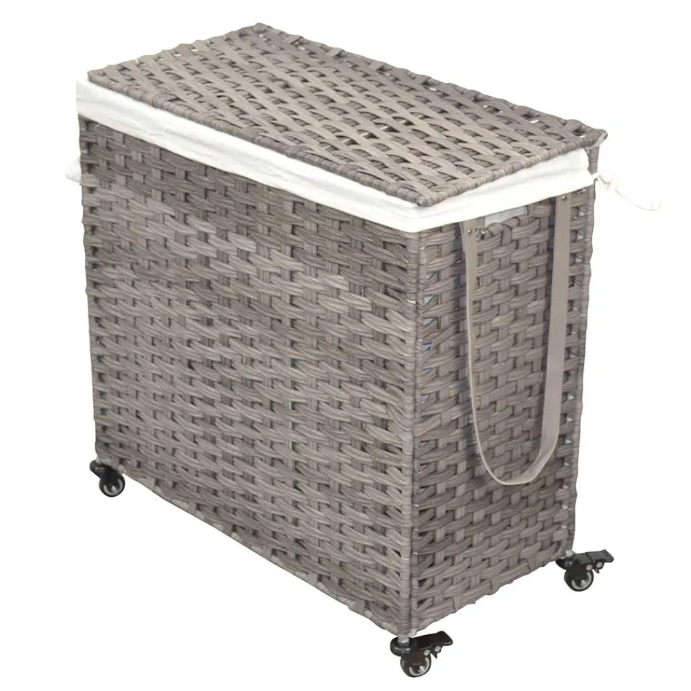 Wohnen Wäschetruhe auf Rollen in Grau Kunstrattan - Henrietta