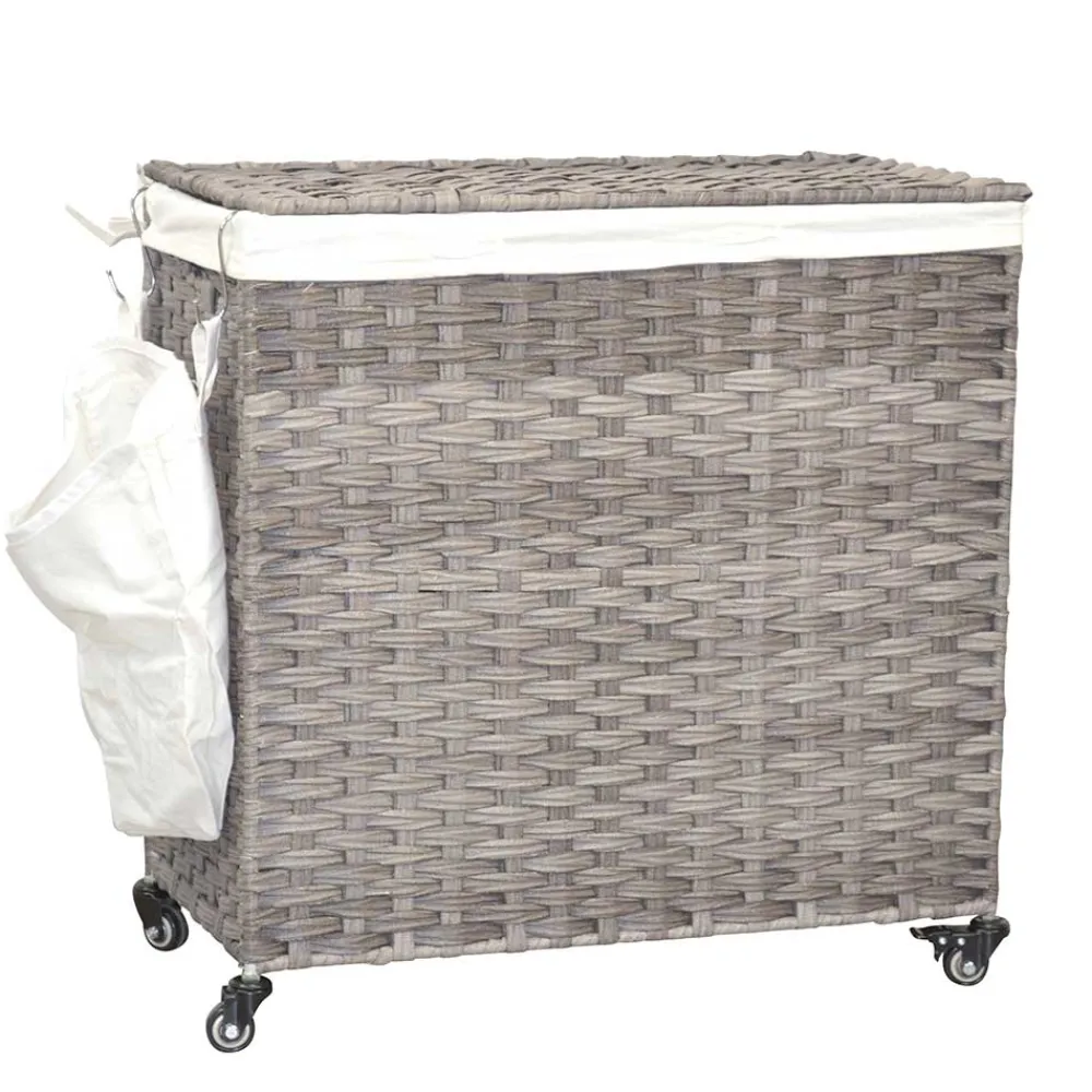 Wohnen Wäschetruhe auf Rollen in Grau Kunstrattan - Henrietta
