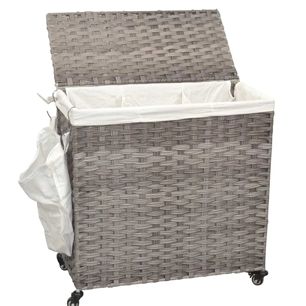 Wohnen Wäschetruhe auf Rollen in Grau Kunstrattan - Henrietta