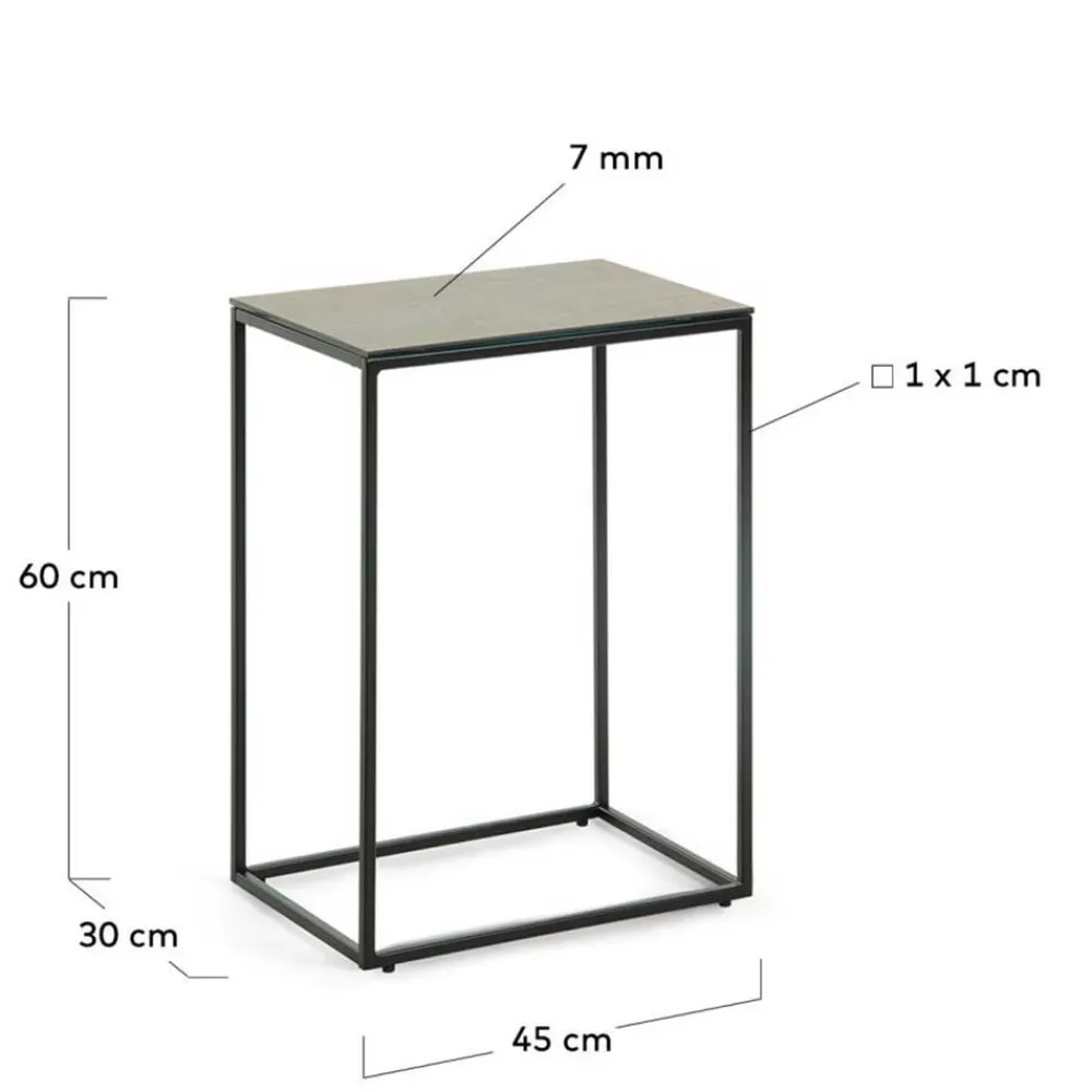 Wohnen 45x30 Beistelltisch mit Keramikplatte in Braun - Opium