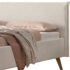 Wohnen Skandinavische Möbel|Weiße Möbel*140x200 Bett mit Boucle Bezug in Creme - Leya