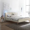 Wohnen Skandinavische Möbel|Betten*140x200 Bettgestell gepolstert in Beige - Duarto
