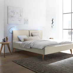 Wohnen Skandinavische Möbel|Betten*140x200 Bettgestell gepolstert in Beige - Duarto