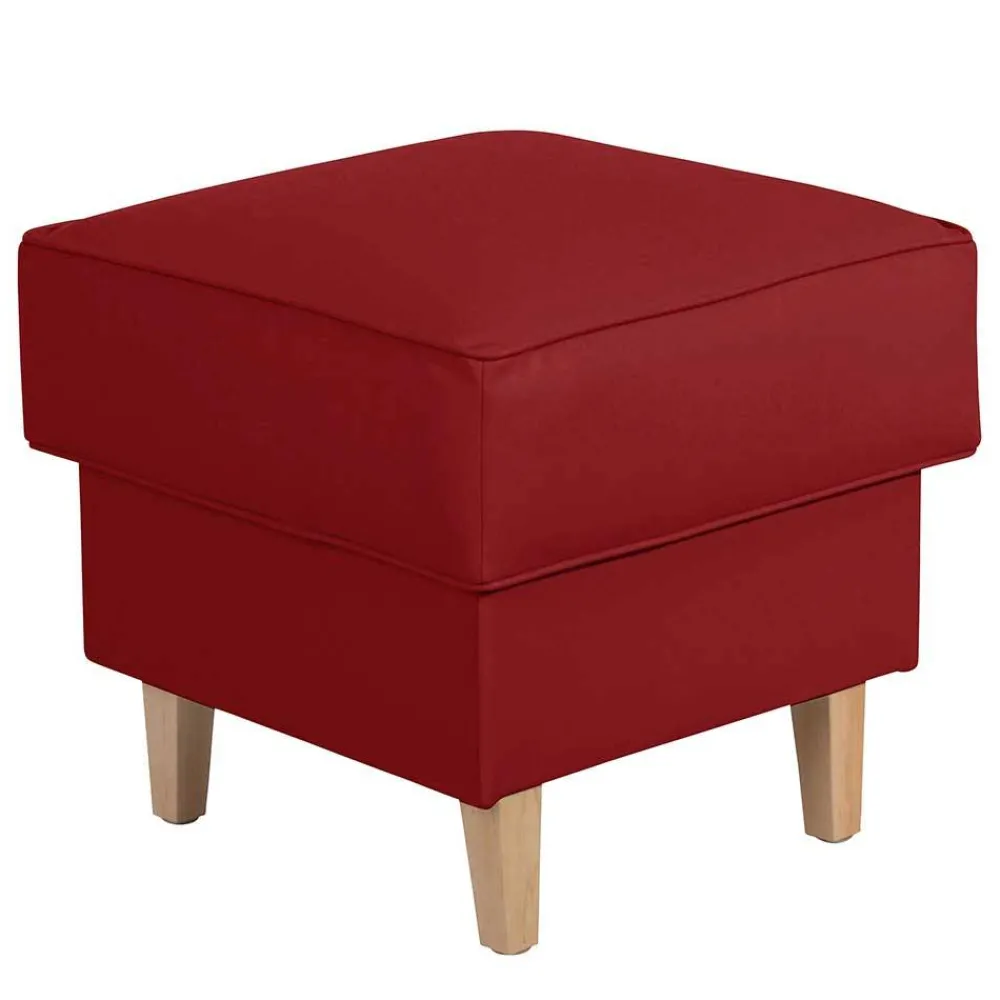 Wohnen 53x53 cm Kunstlederhocker in Rot - Durango