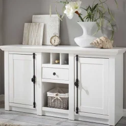 Wohnen 152x83 cm Landhaus Anrichte in Weiß - Chelles