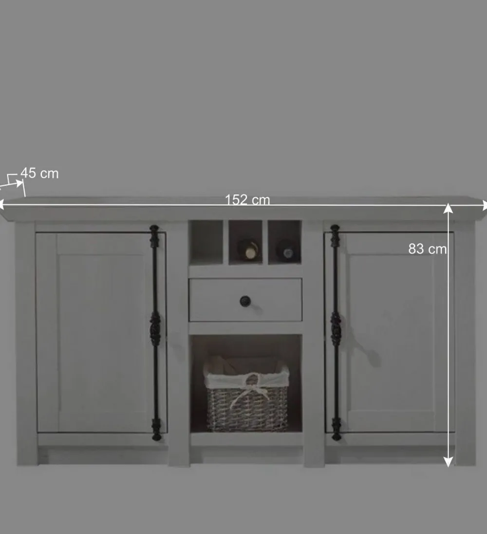 Wohnen 152x83 cm Landhaus Anrichte in Weiß - Chelles