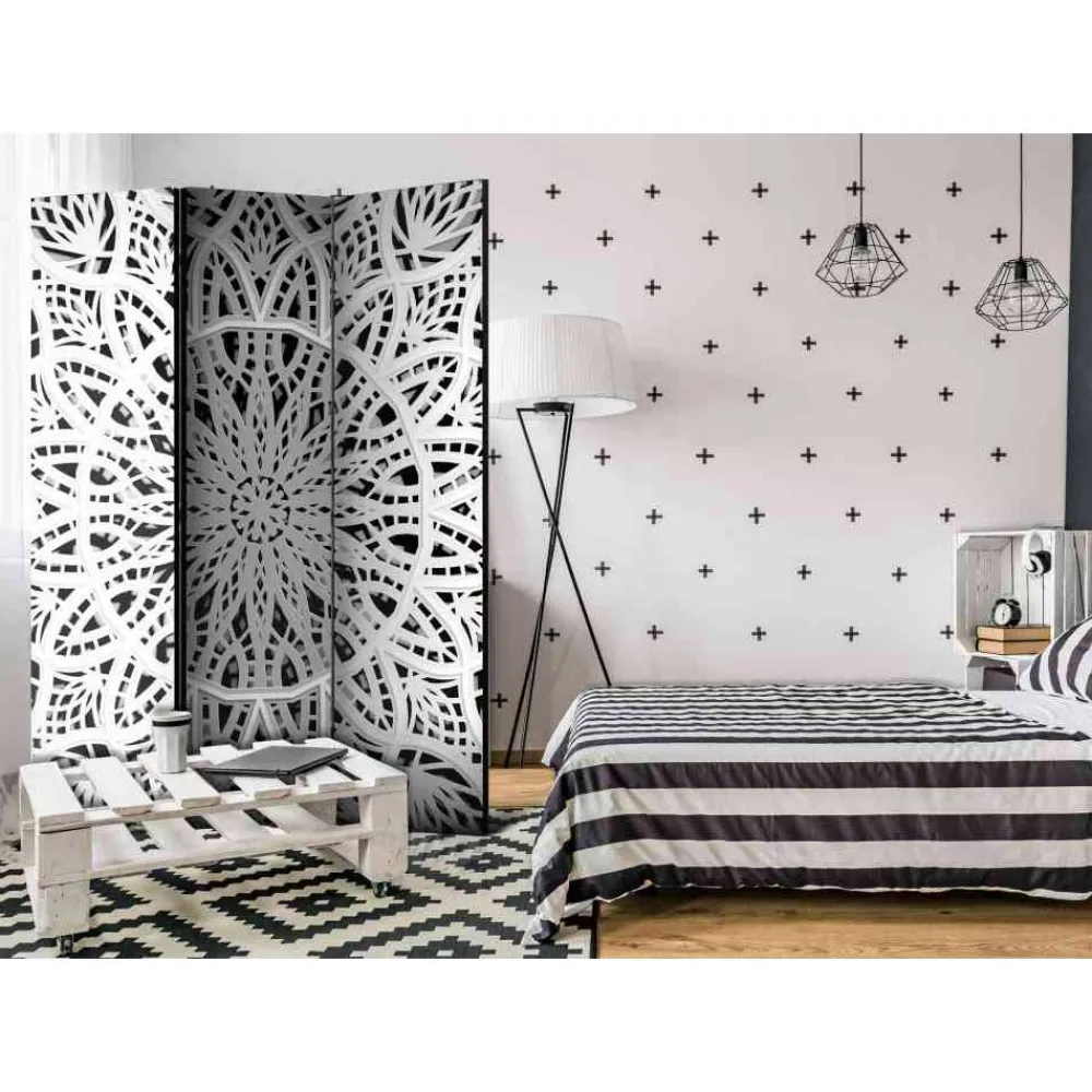 Wohnen 135x172 cm Paravent in Weiß & Schwarz - Wihelpa