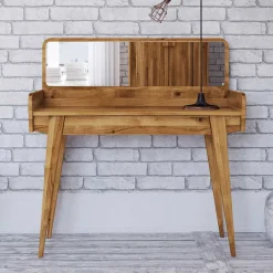 Wohnen Glasmöbel|Retro Möbel*110x45 cm Wildeiche Schminktisch mit Schublade - Hardus