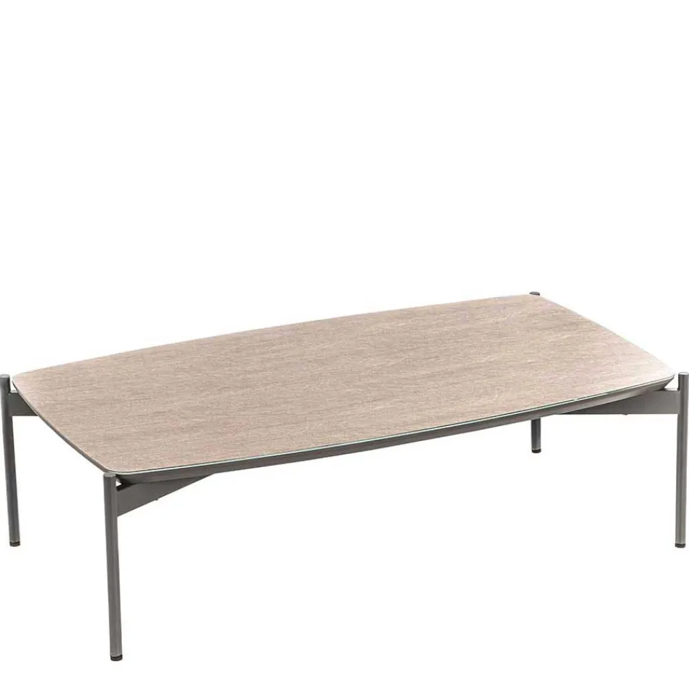 Wohnen Esszimmertische|Tische*85x50 Couchtisch mit Glas Beschichtung Taupe - Basel